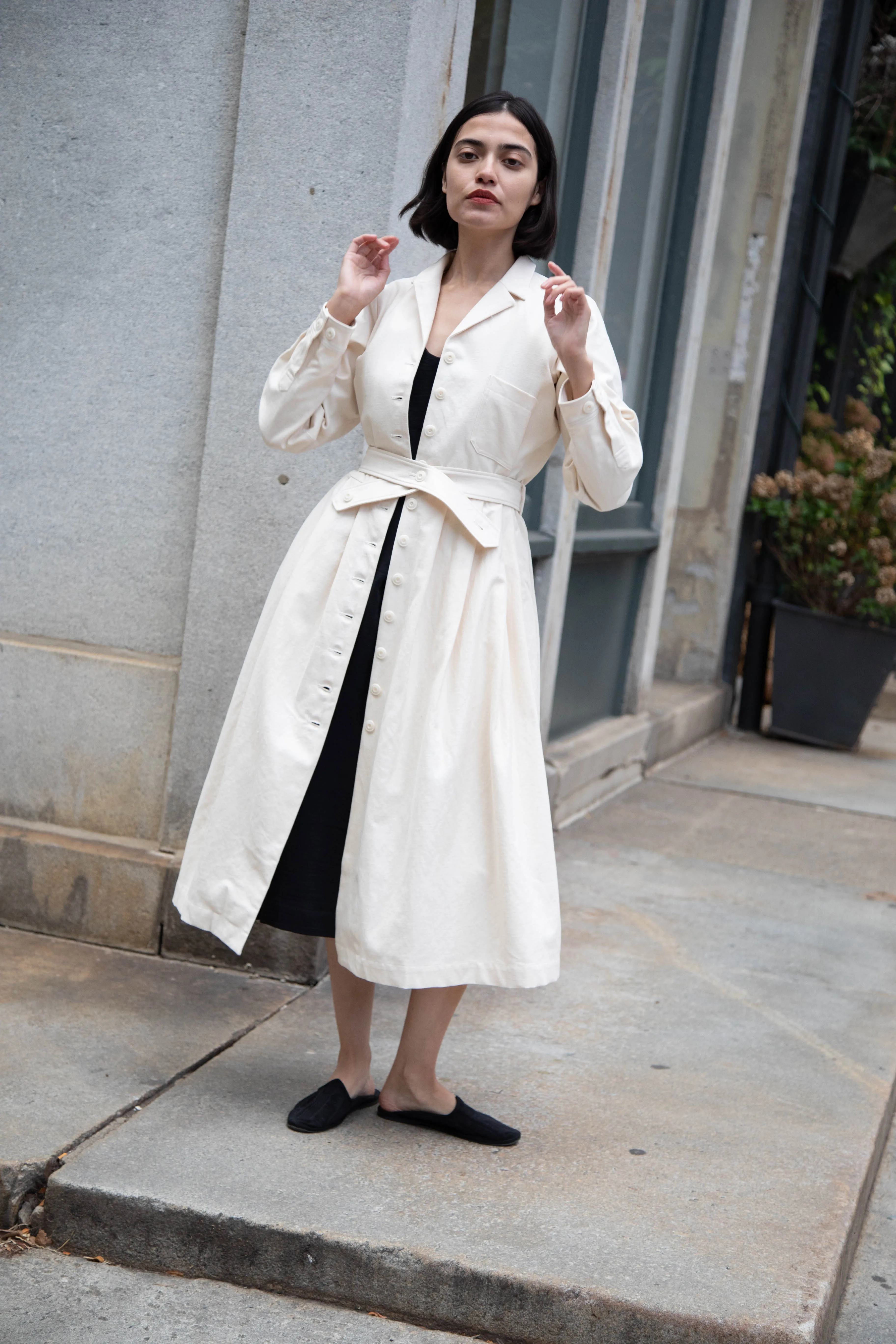 École De Curiosités | Dina Coat Dress in Ivory