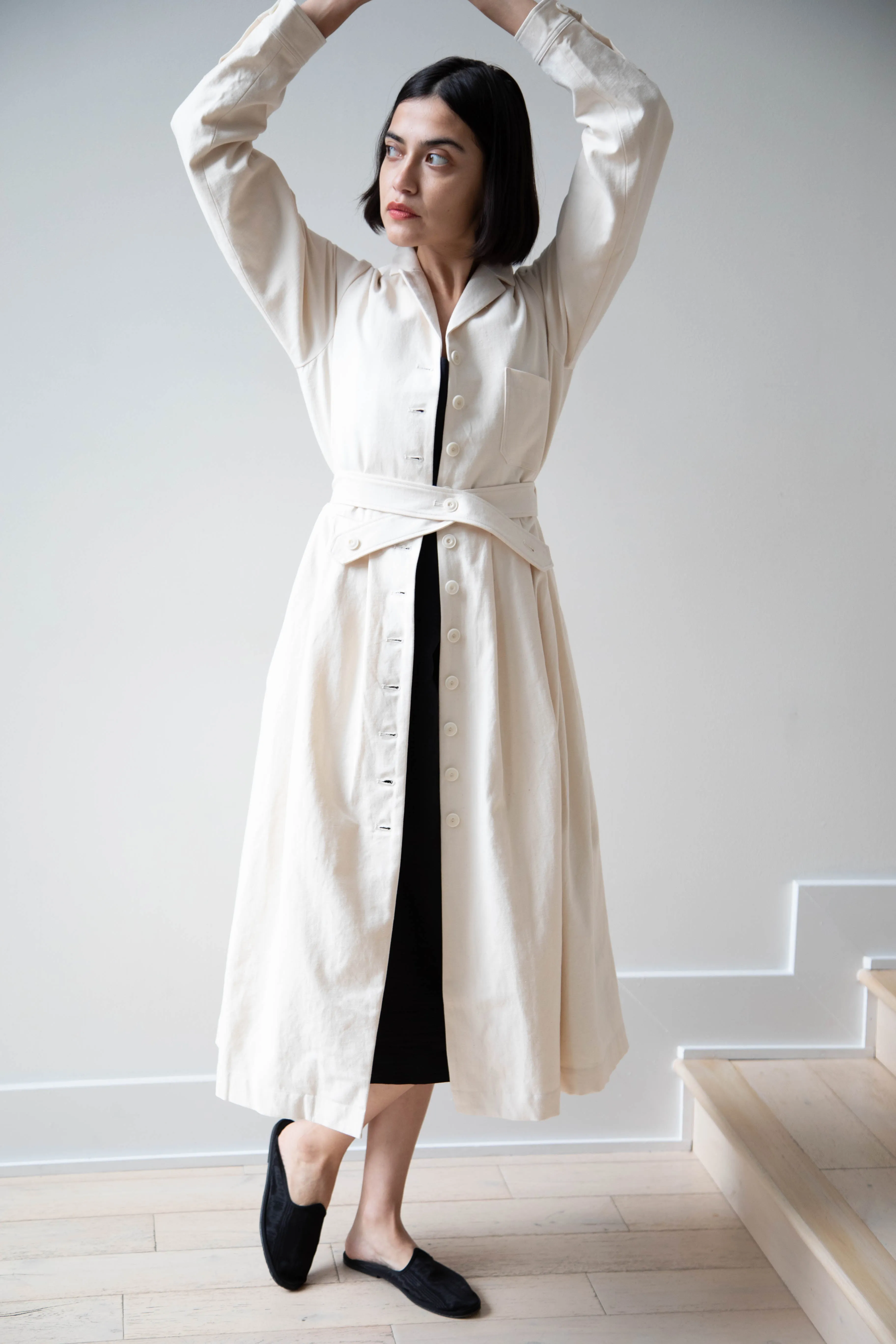 École De Curiosités | Dina Coat Dress in Ivory