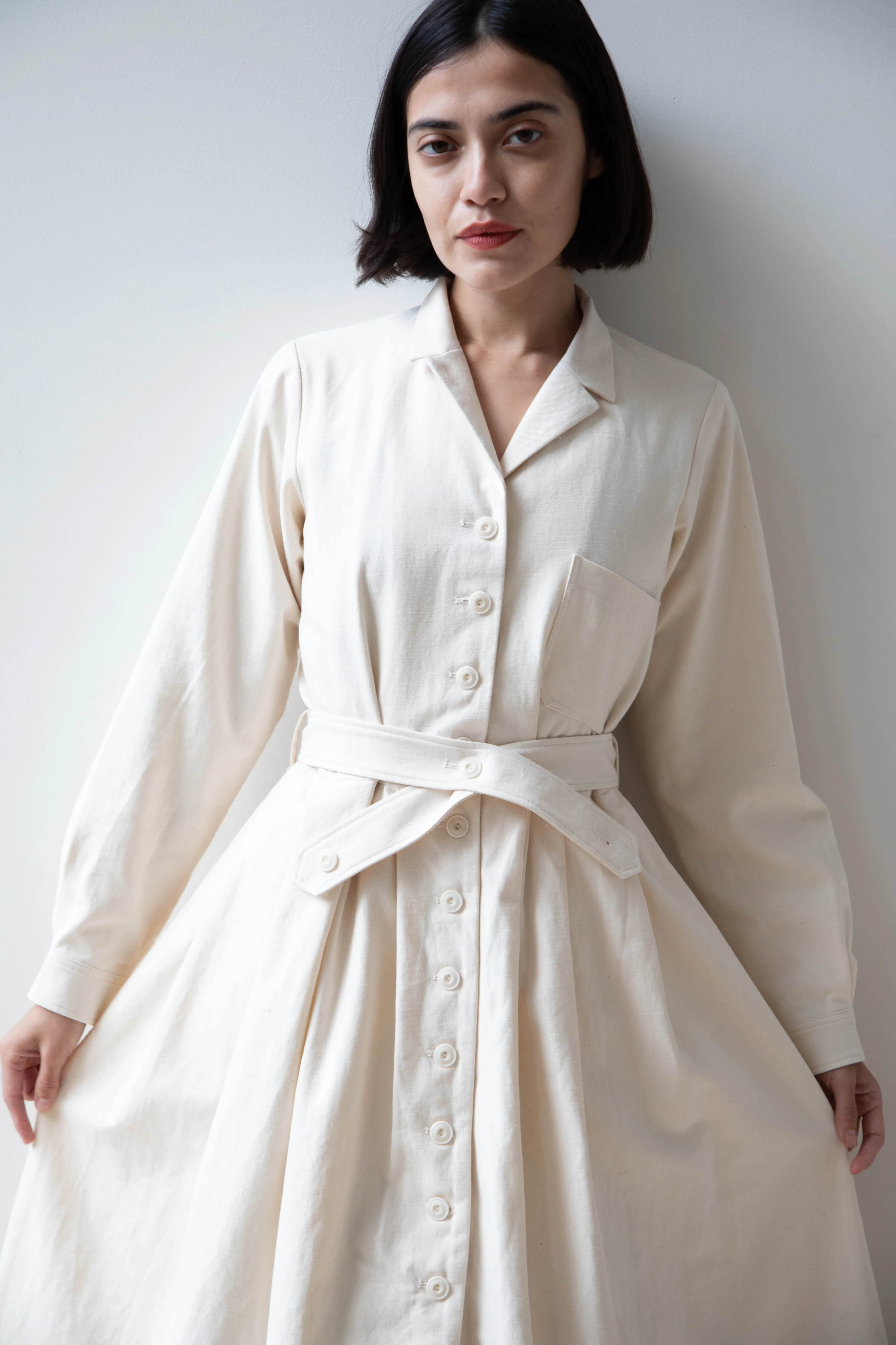 École De Curiosités | Dina Coat Dress in Ivory