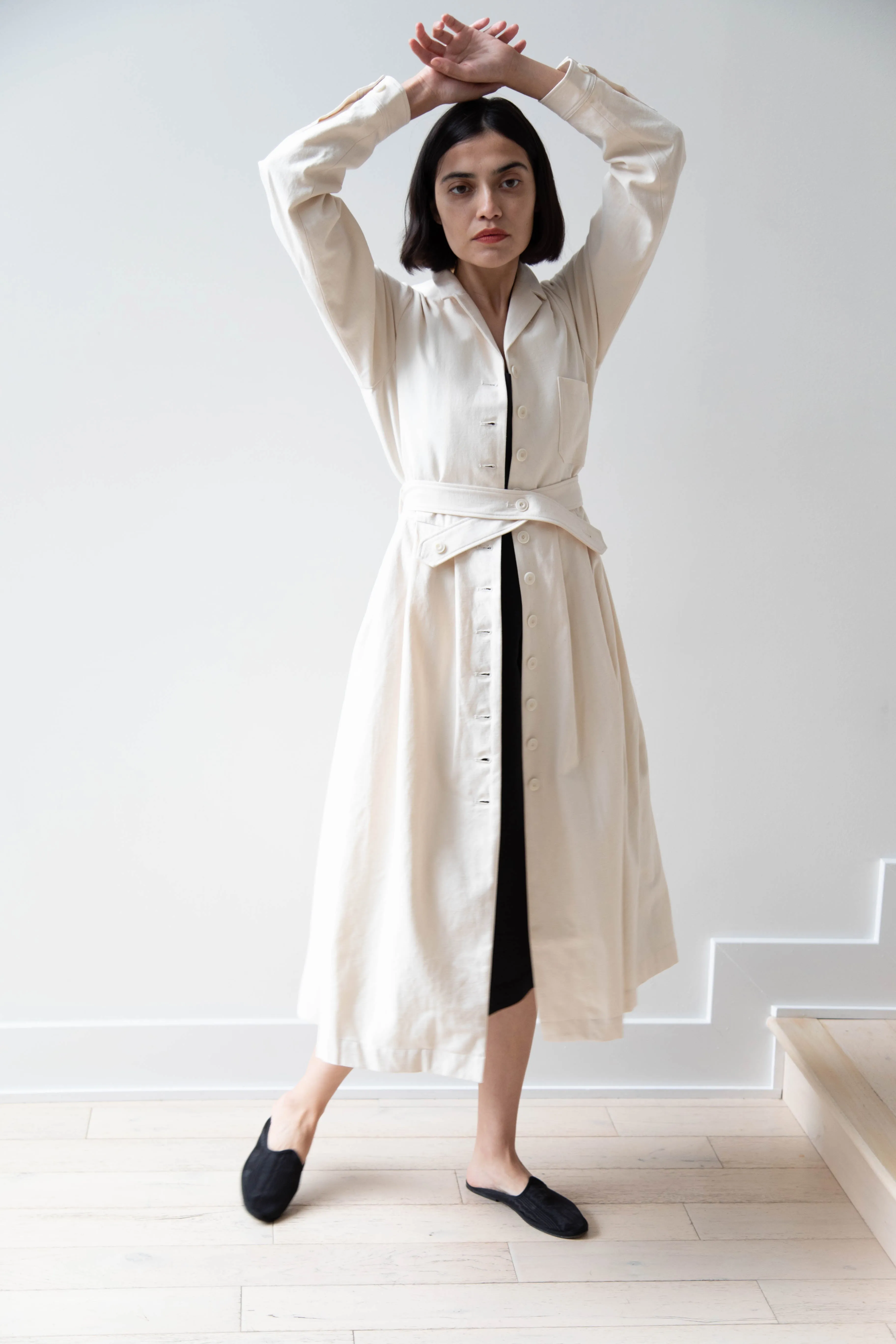École De Curiosités | Dina Coat Dress in Ivory
