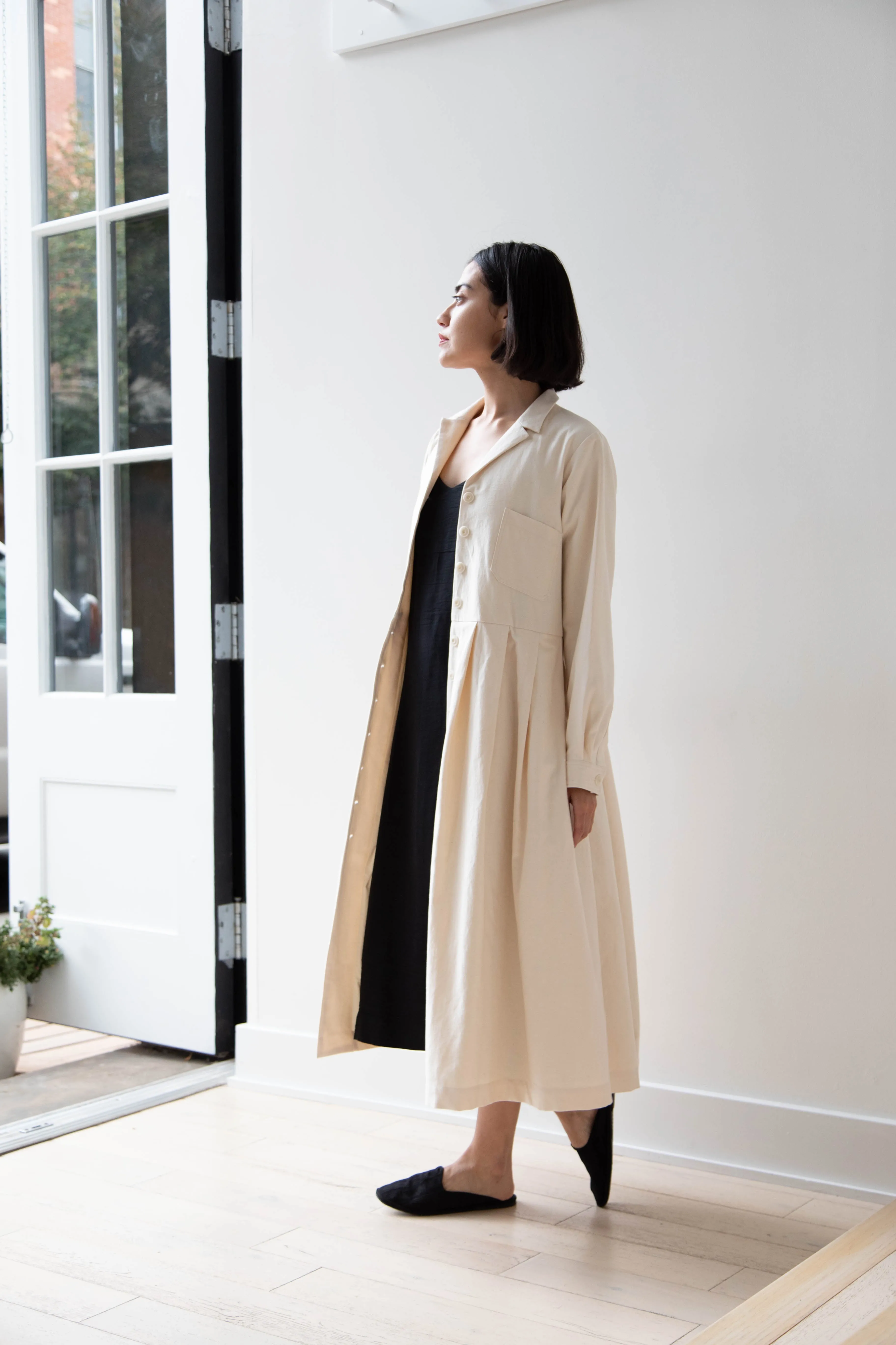 École De Curiosités | Dina Coat Dress in Ivory