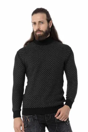 CP274 Half Turtleneck Textured Sweater