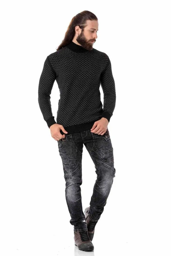 CP274 Half Turtleneck Textured Sweater