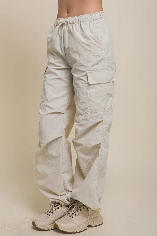 Cream Elastic Cargos