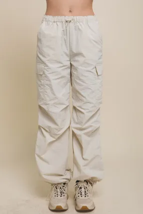 Cream Elastic Cargos