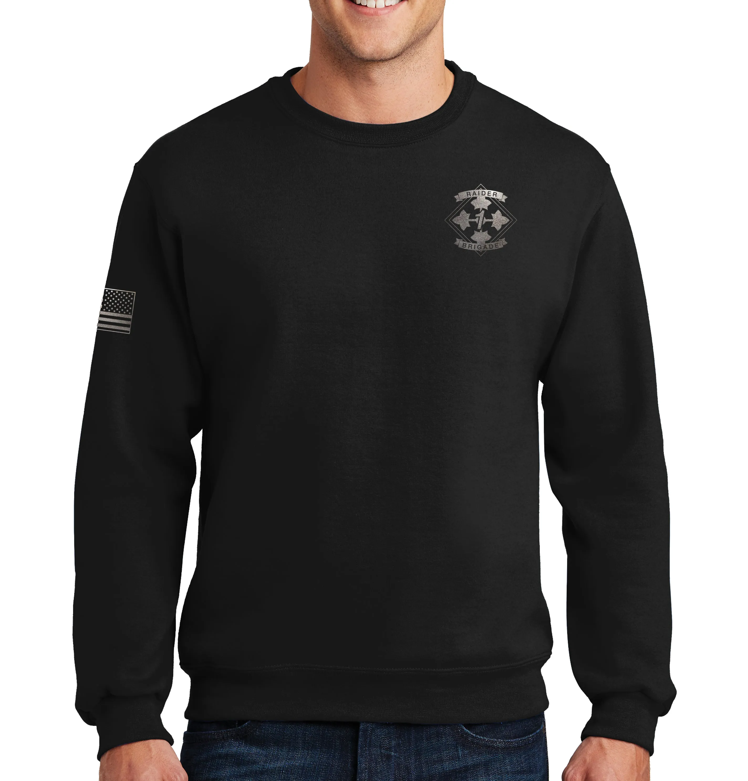 Crewneck Unisex Sweatshirt (Black on Black Design). This shirt IS approved for PT.
