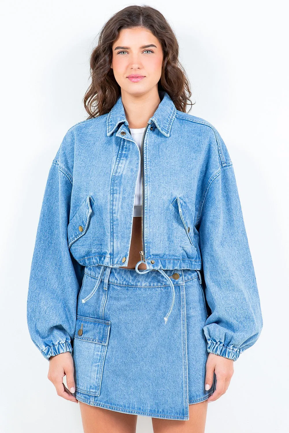 Cropped Drawstring Jacket by American Bazi