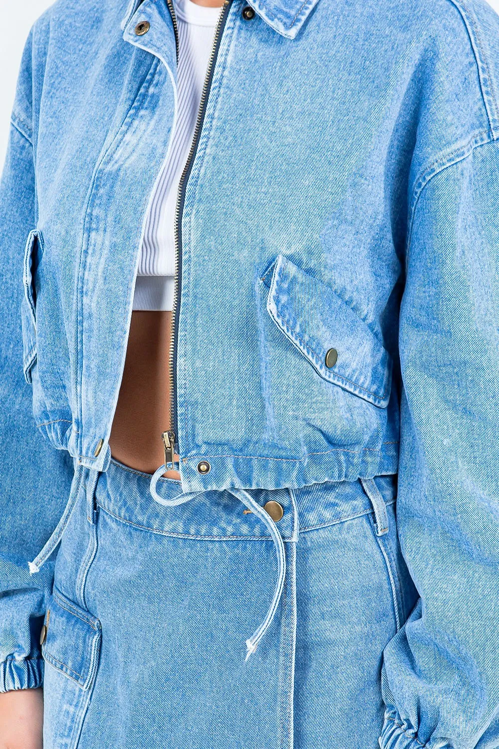 Cropped Drawstring Jacket by American Bazi