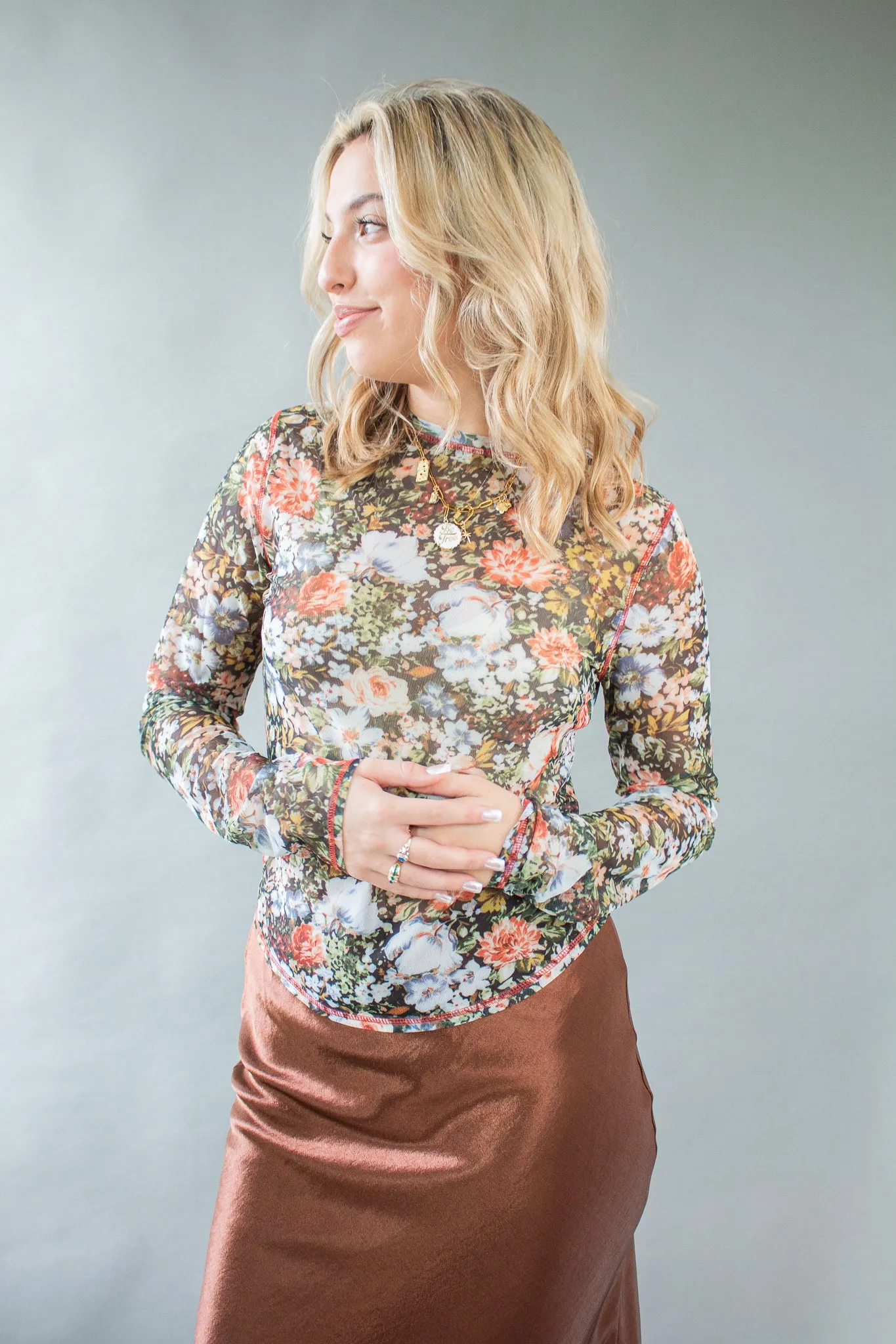 Darla Floral Mesh Top