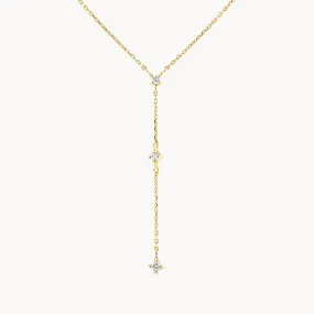 Diamond Trio Lariat Necklace in 10k Gold