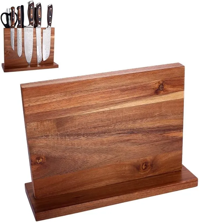 Double Sided Wooden Magnetic Knife Block Holder