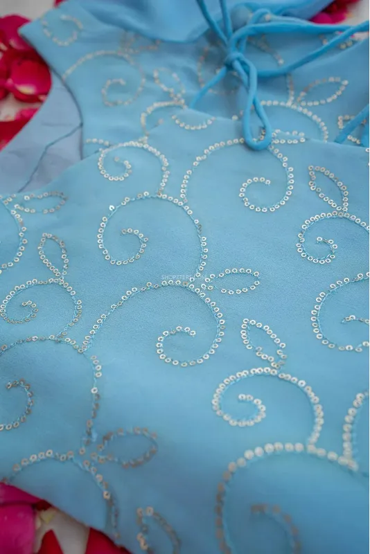 Dusty Blue Sharara Suit - Mini