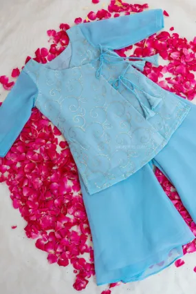 Dusty Blue Sharara Suit - Mini