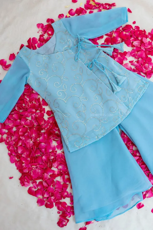 Dusty Blue Sharara Suit - Mini