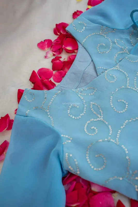 Dusty Blue Sharara Suit - Mini