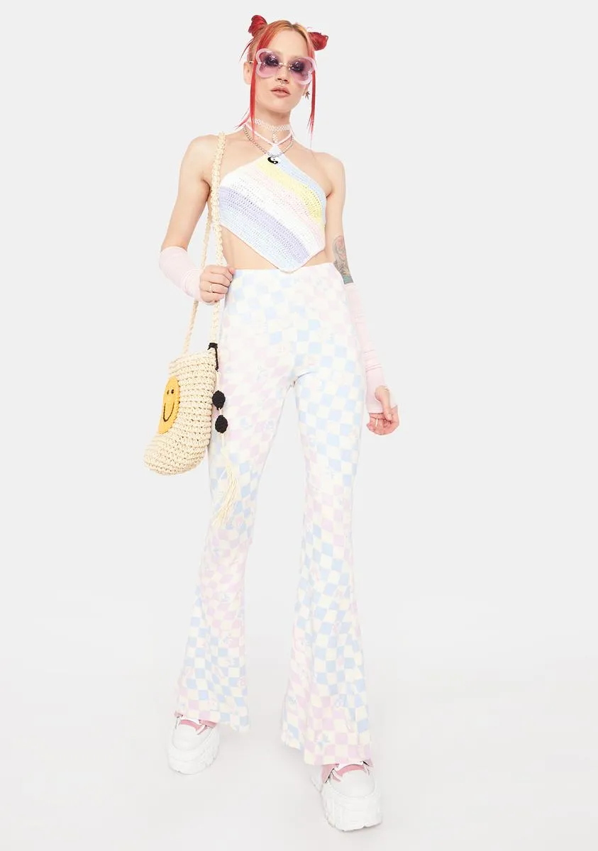 Fade The Rainbow Checkered Flare Pants