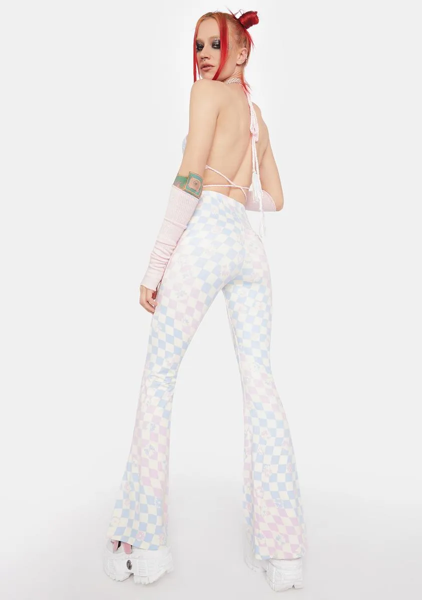 Fade The Rainbow Checkered Flare Pants