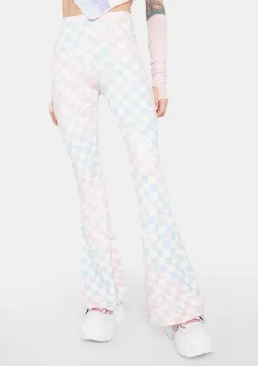 Fade The Rainbow Checkered Flare Pants