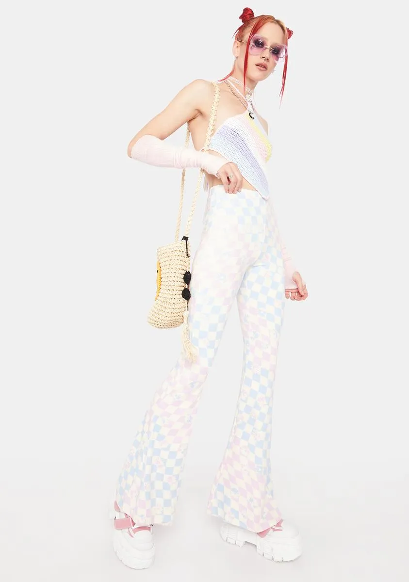 Fade The Rainbow Checkered Flare Pants