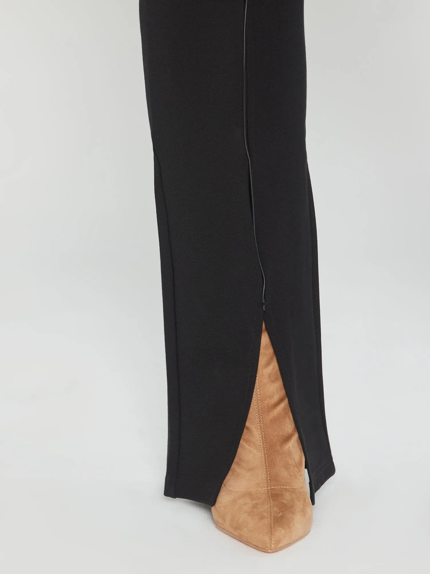 Fashion To Figure - Analisa Faux Leather Trim Ponte Knit Pants