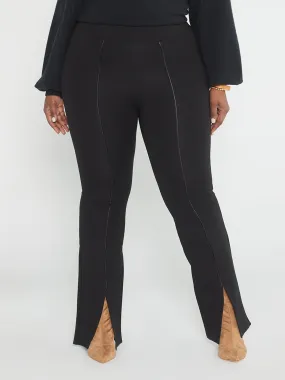 Fashion To Figure - Analisa Faux Leather Trim Ponte Knit Pants