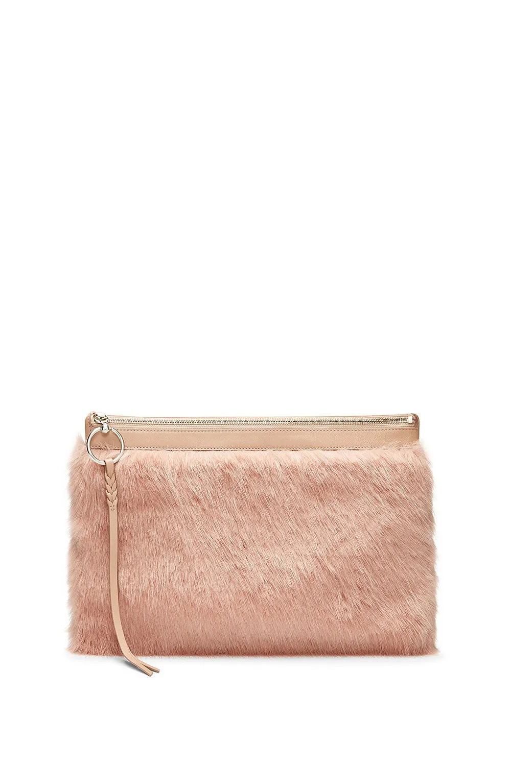 Faux Fur Large Zip Clutch