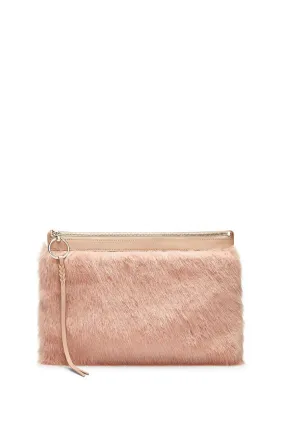 Faux Fur Large Zip Clutch
