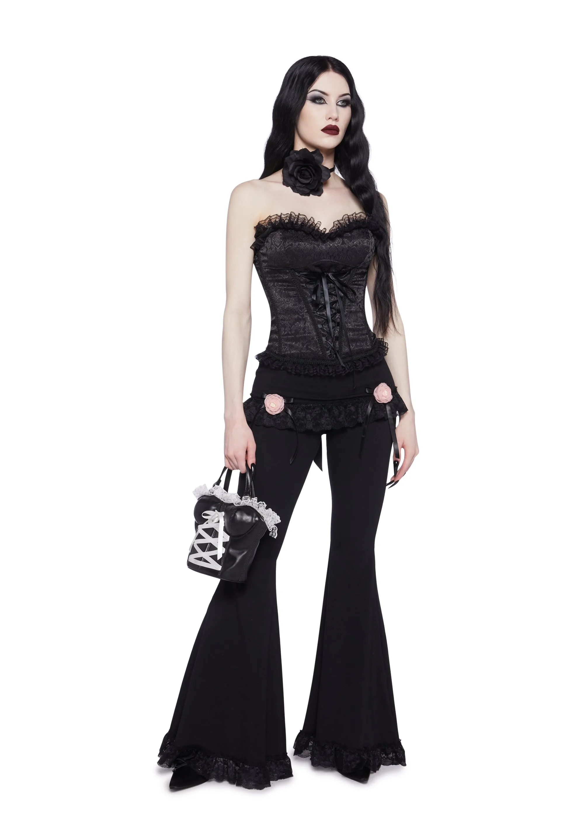 Floral Alchemy Flared Pants With Skirt