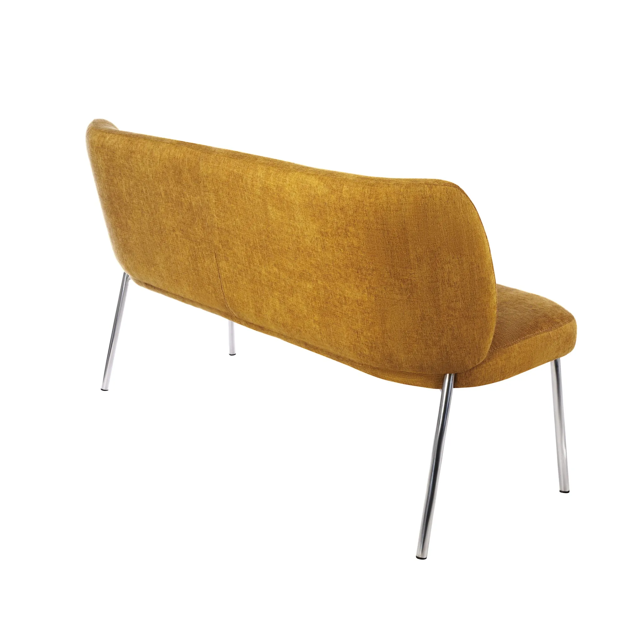Fomo Chenille-upholstered Stainless Steel Base Settee in Pineapple