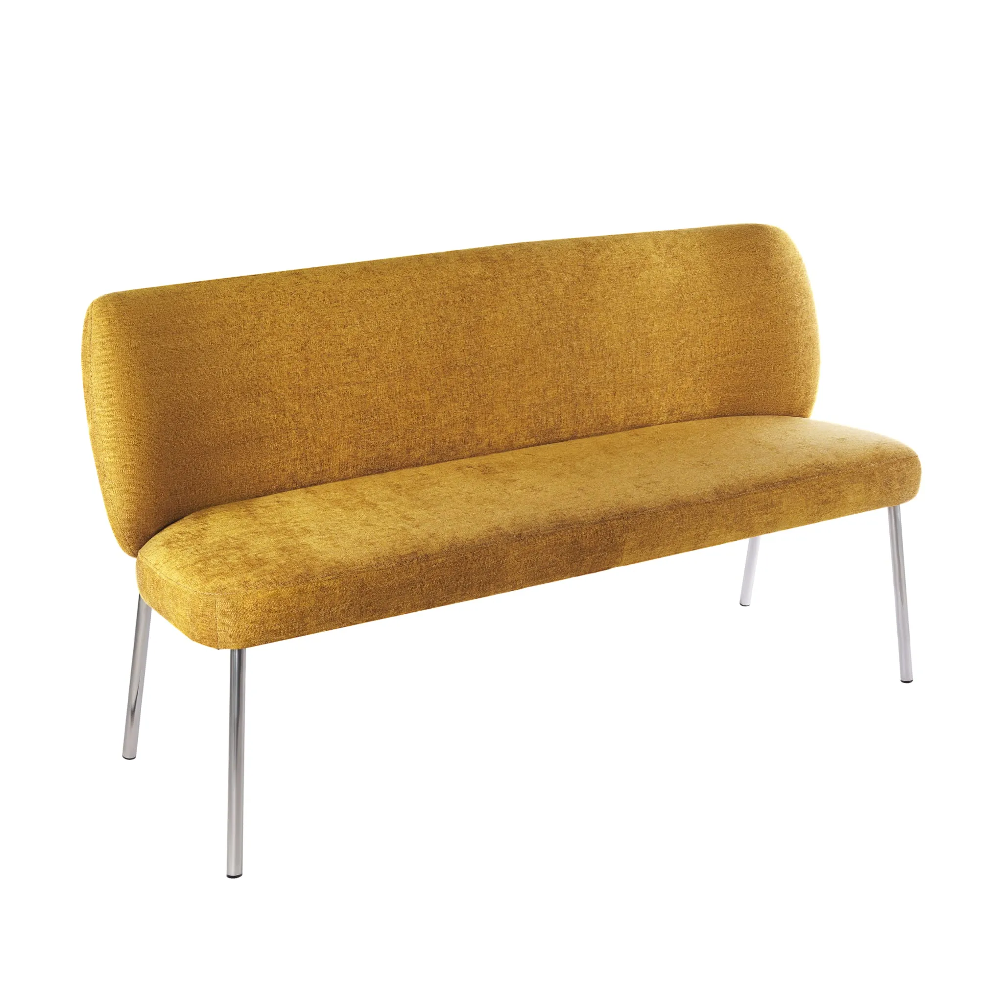 Fomo Chenille-upholstered Stainless Steel Base Settee in Pineapple