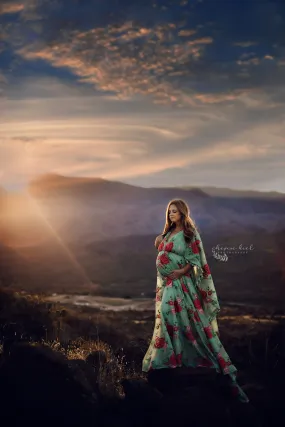 Free Spirit in green Bohemian Inspired gown (Teen/Adult) Maternity/ Non Maternity.