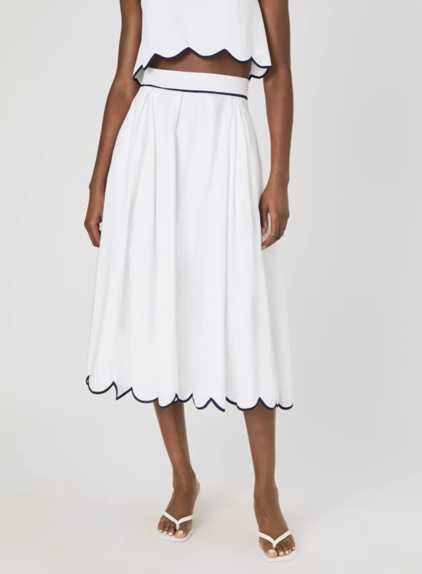 FRENCH CONNECTION ALEXIS COTTON SCALLOP SKIRT