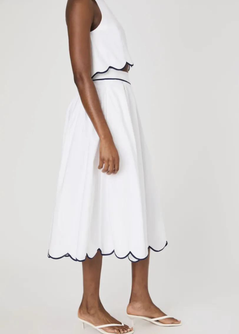 FRENCH CONNECTION ALEXIS COTTON SCALLOP SKIRT