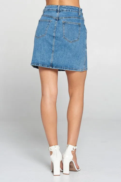 Front Button Mini Skirt