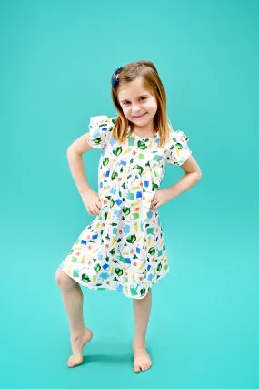 Garden Flutter Milk Silk Dress