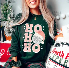 Gildan or Bella Forest Sweatshirt/ Ho Ho Ho Disco Ball Christmas Sweatshirt
