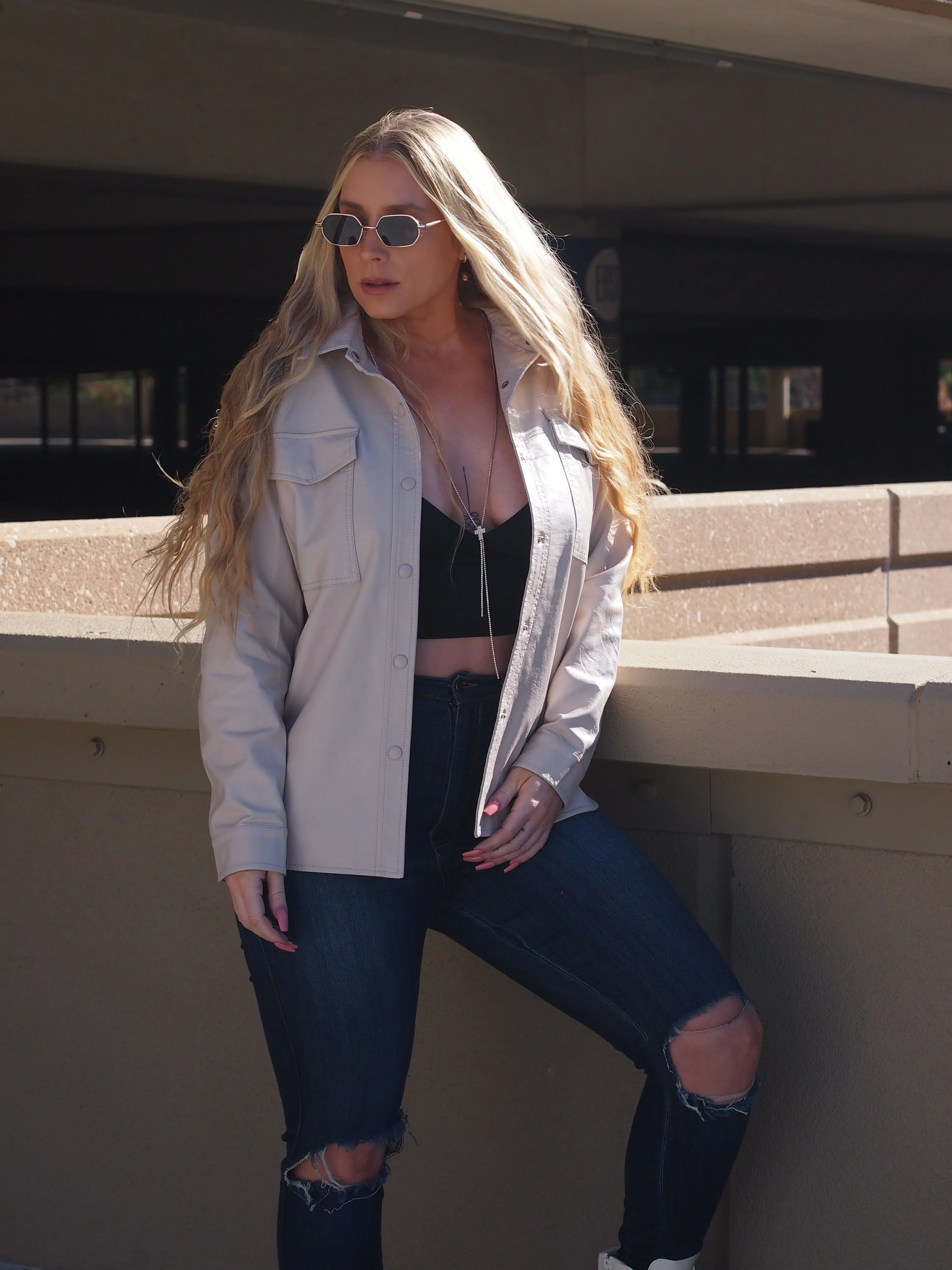 Gold Coast Vegan Leather Oversized Jacket