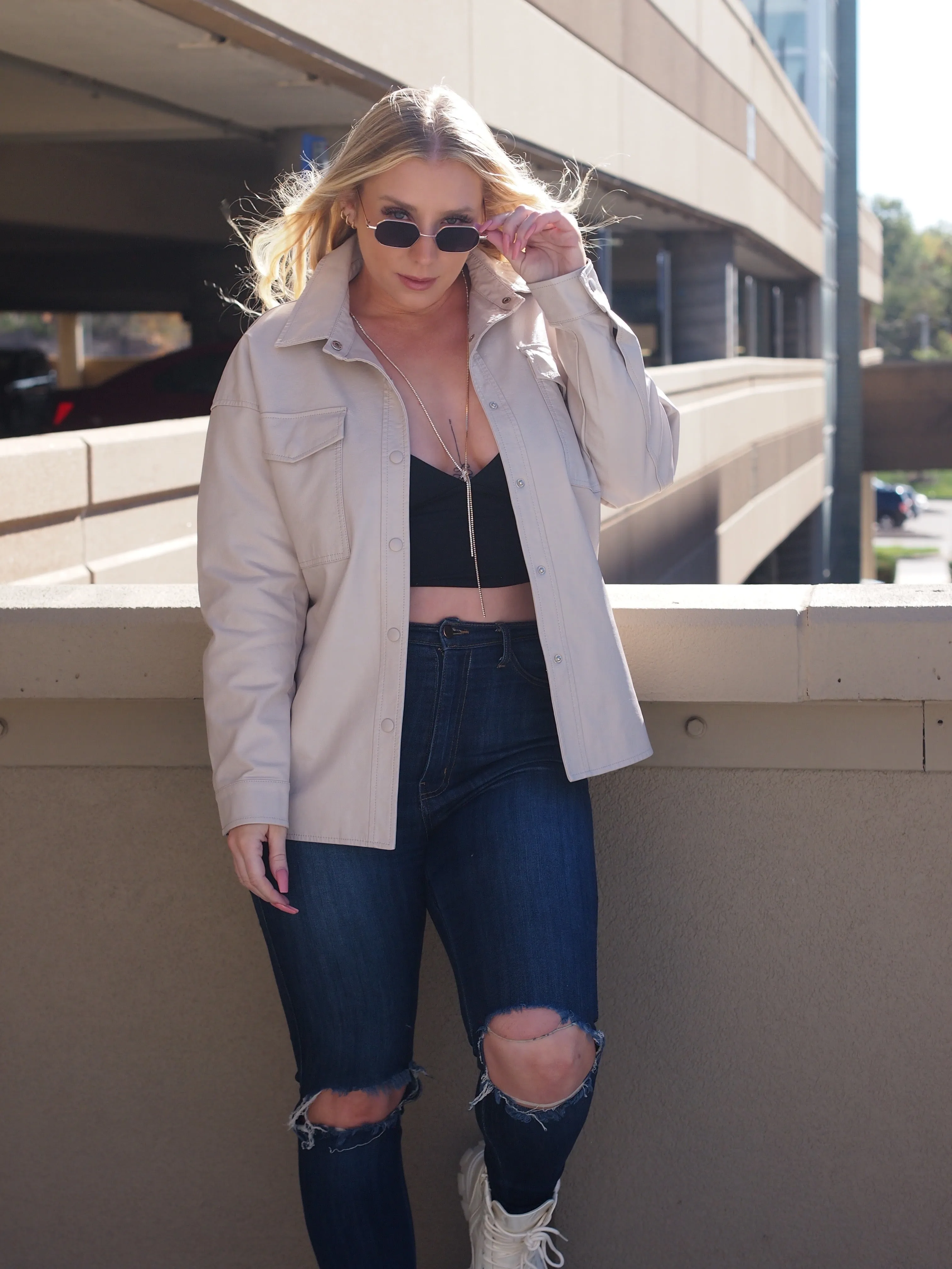 Gold Coast Vegan Leather Oversized Jacket