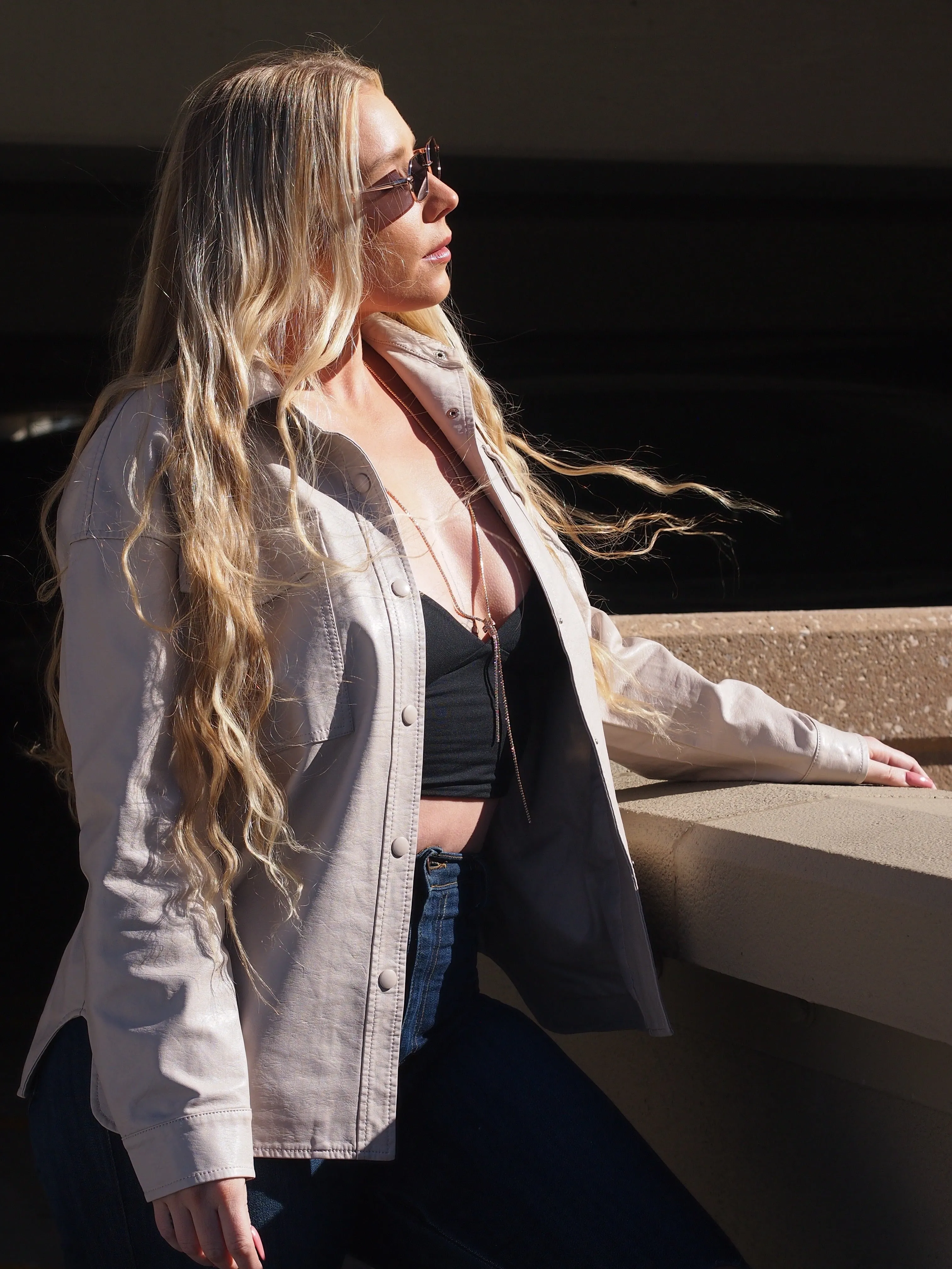 Gold Coast Vegan Leather Oversized Jacket