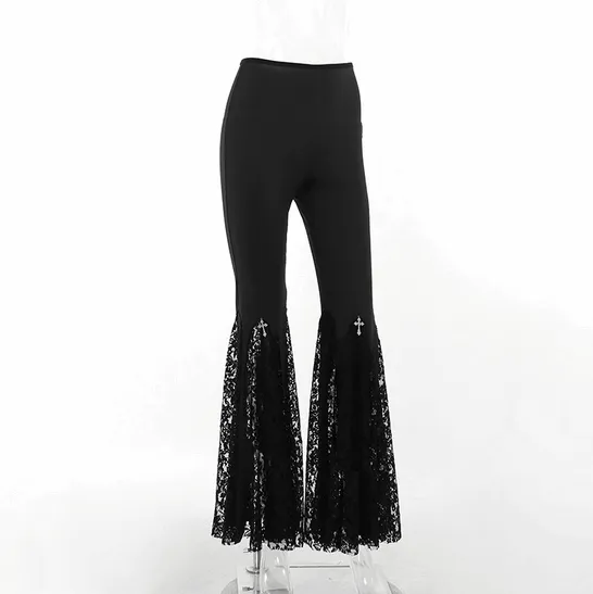 Gothic Lace Splice Flared Pants