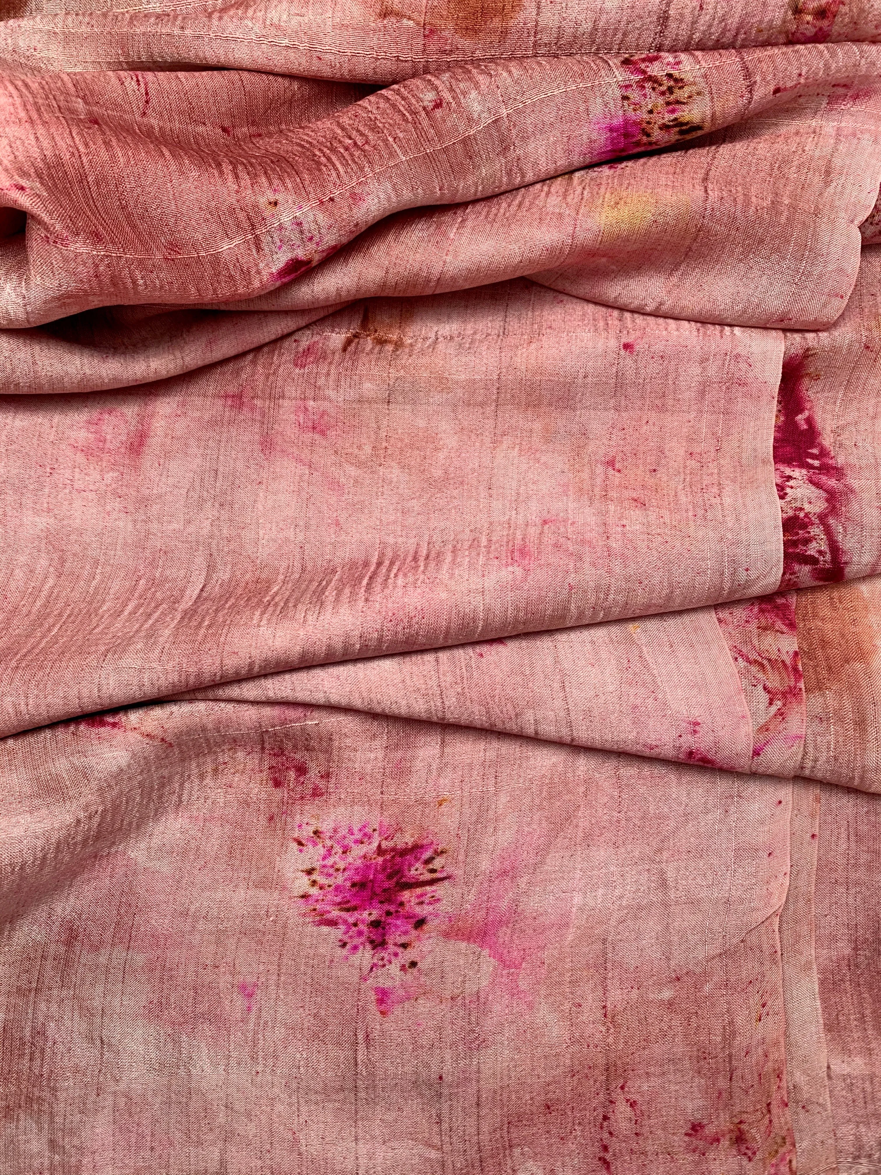 Hand Dyed Silk Scarf "Random Silk Scarf 1" Rose Pink Brown Caramel Tan Copper Gold Mulberry Silk Scarf 22.5” x 71” 57cm x 180cm
