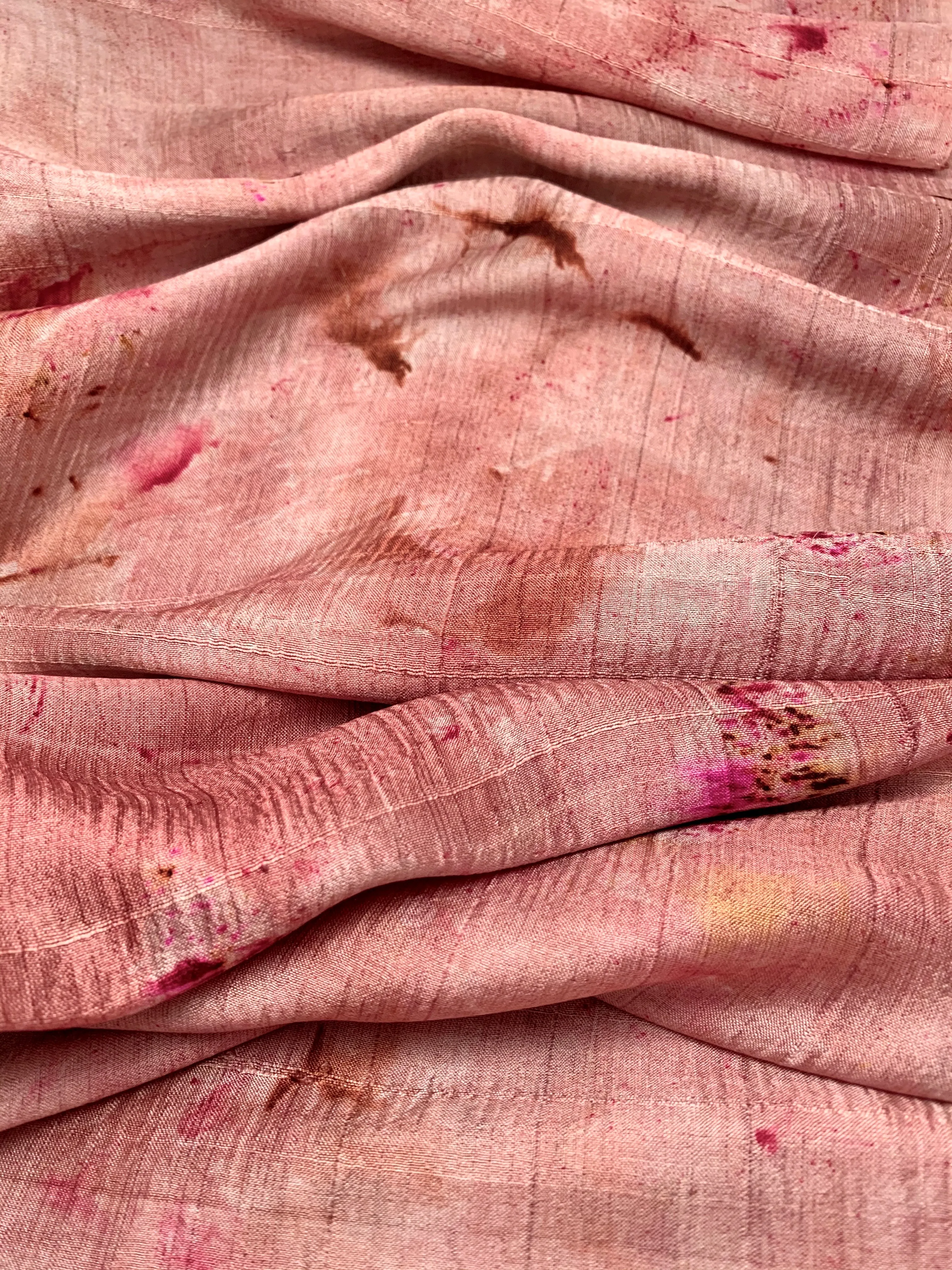 Hand Dyed Silk Scarf "Random Silk Scarf 1" Rose Pink Brown Caramel Tan Copper Gold Mulberry Silk Scarf 22.5” x 71” 57cm x 180cm