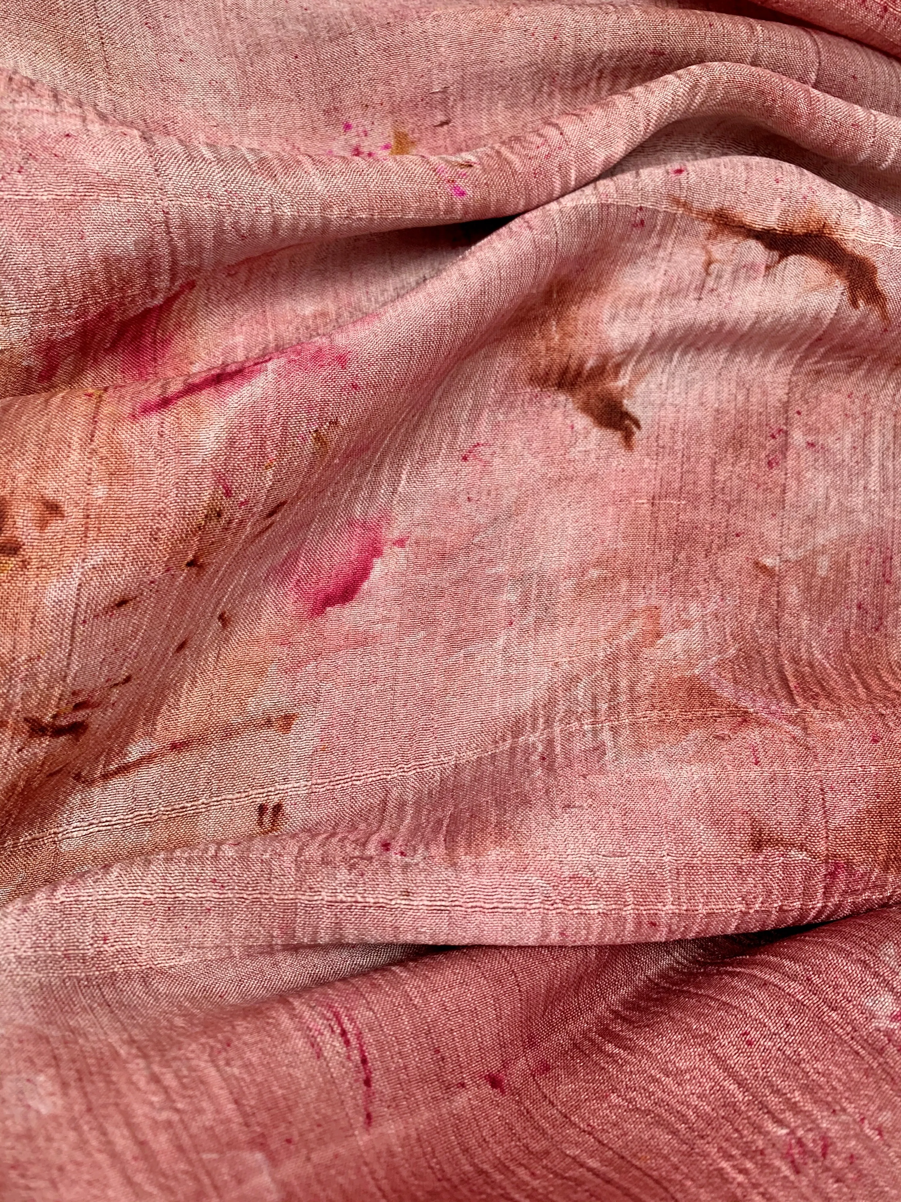 Hand Dyed Silk Scarf "Random Silk Scarf 1" Rose Pink Brown Caramel Tan Copper Gold Mulberry Silk Scarf 22.5” x 71” 57cm x 180cm