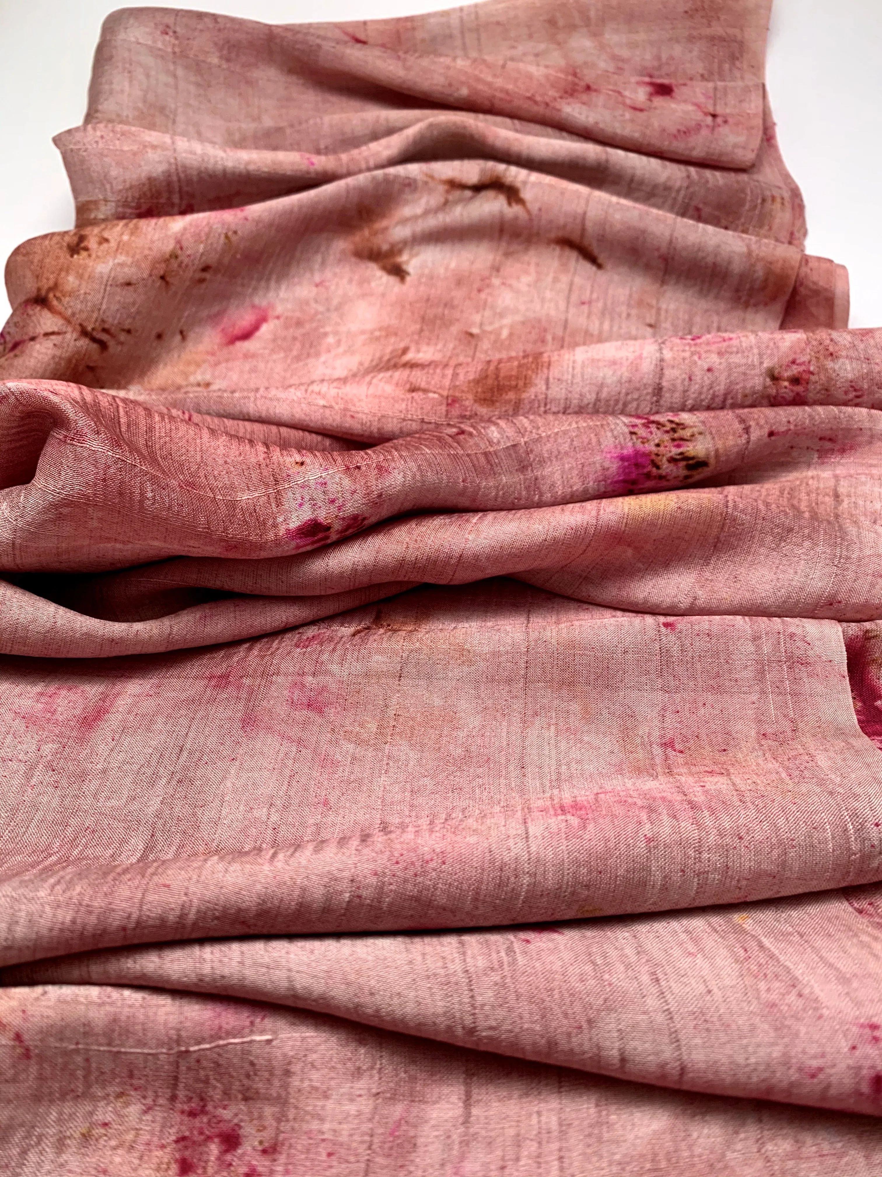 Hand Dyed Silk Scarf "Random Silk Scarf 1" Rose Pink Brown Caramel Tan Copper Gold Mulberry Silk Scarf 22.5” x 71” 57cm x 180cm