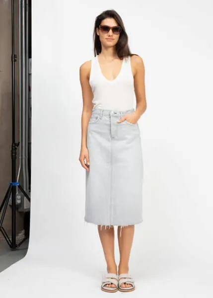 High-Rise Midi A-Line Skirt