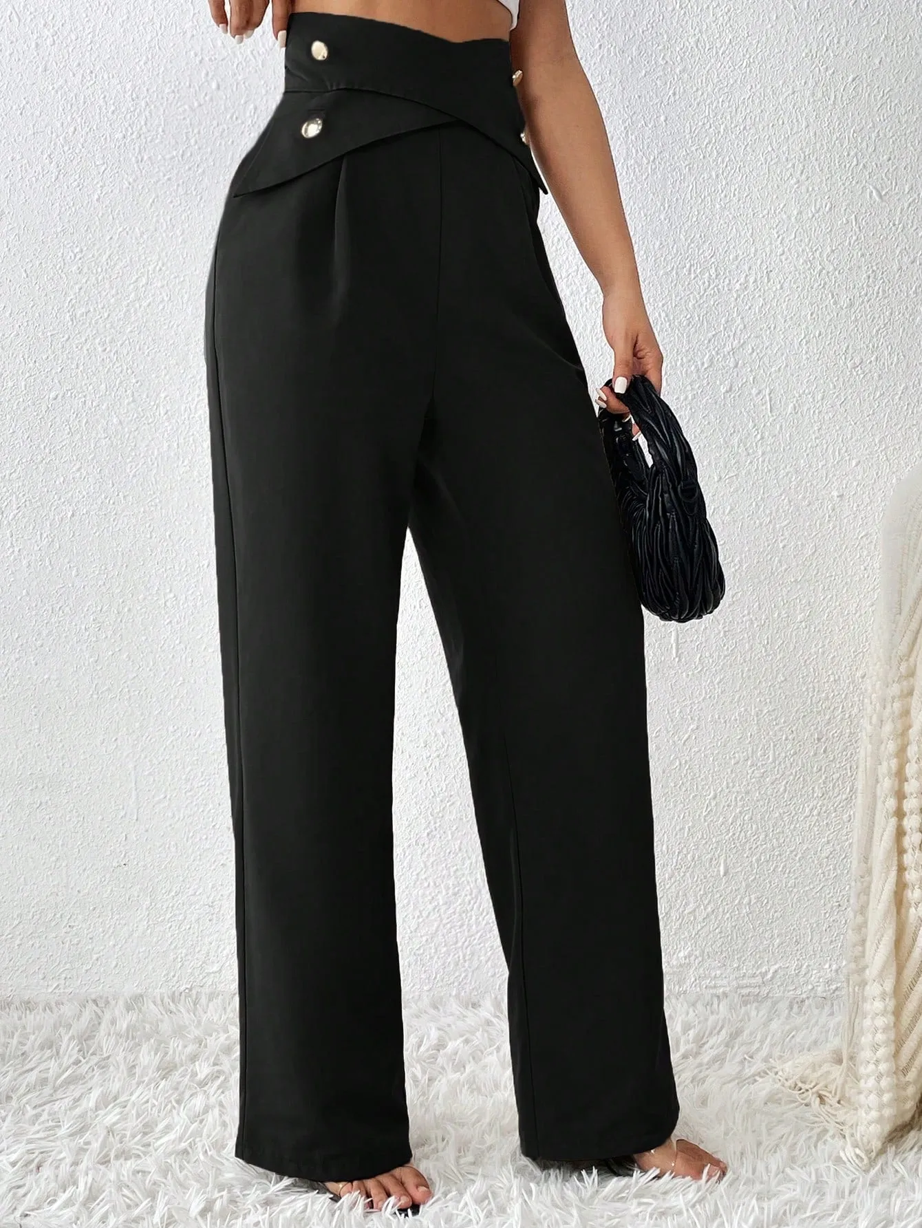High Waist Criss Cross Wide Leg Pants
