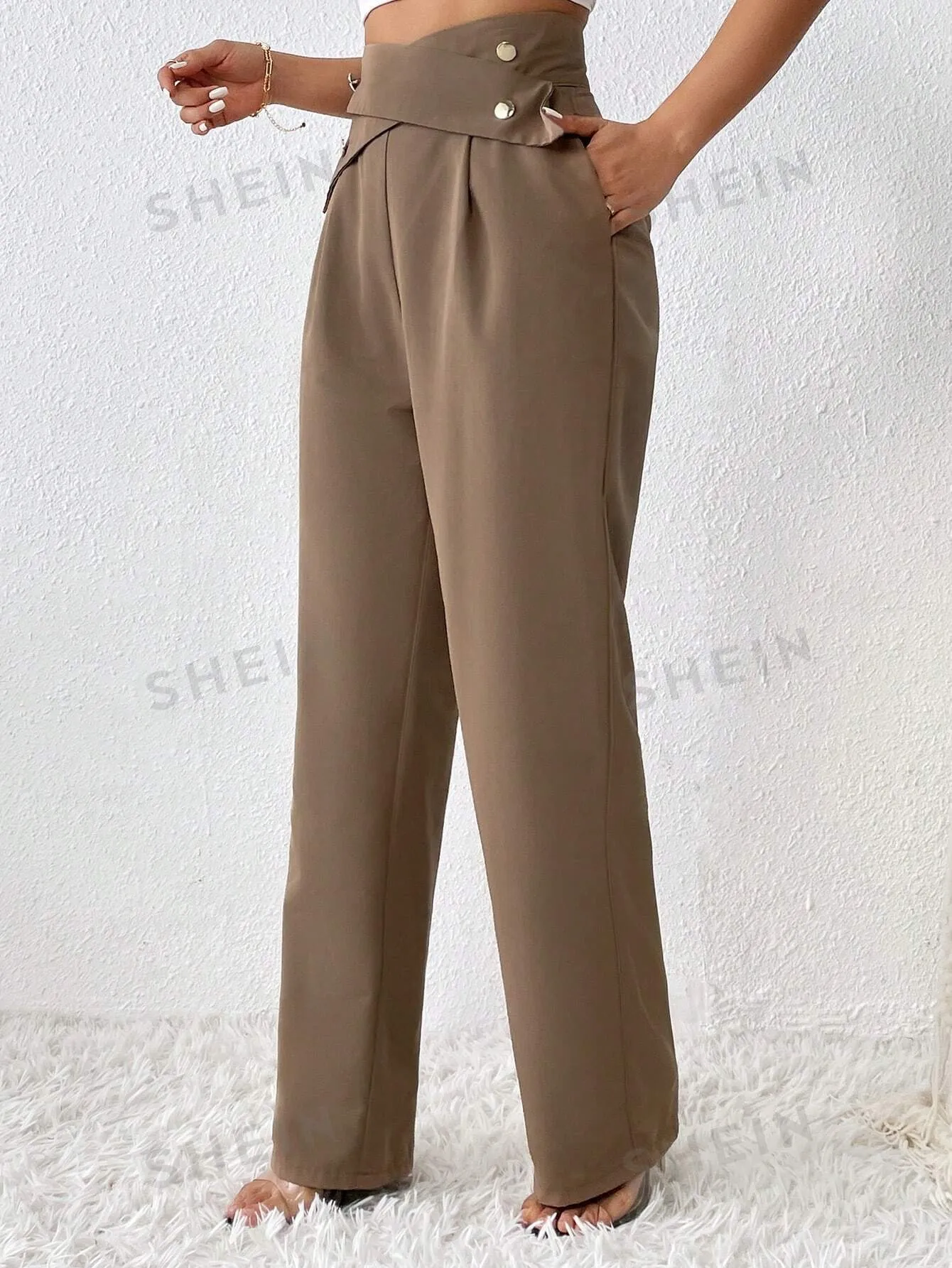 High Waist Criss Cross Wide Leg Pants