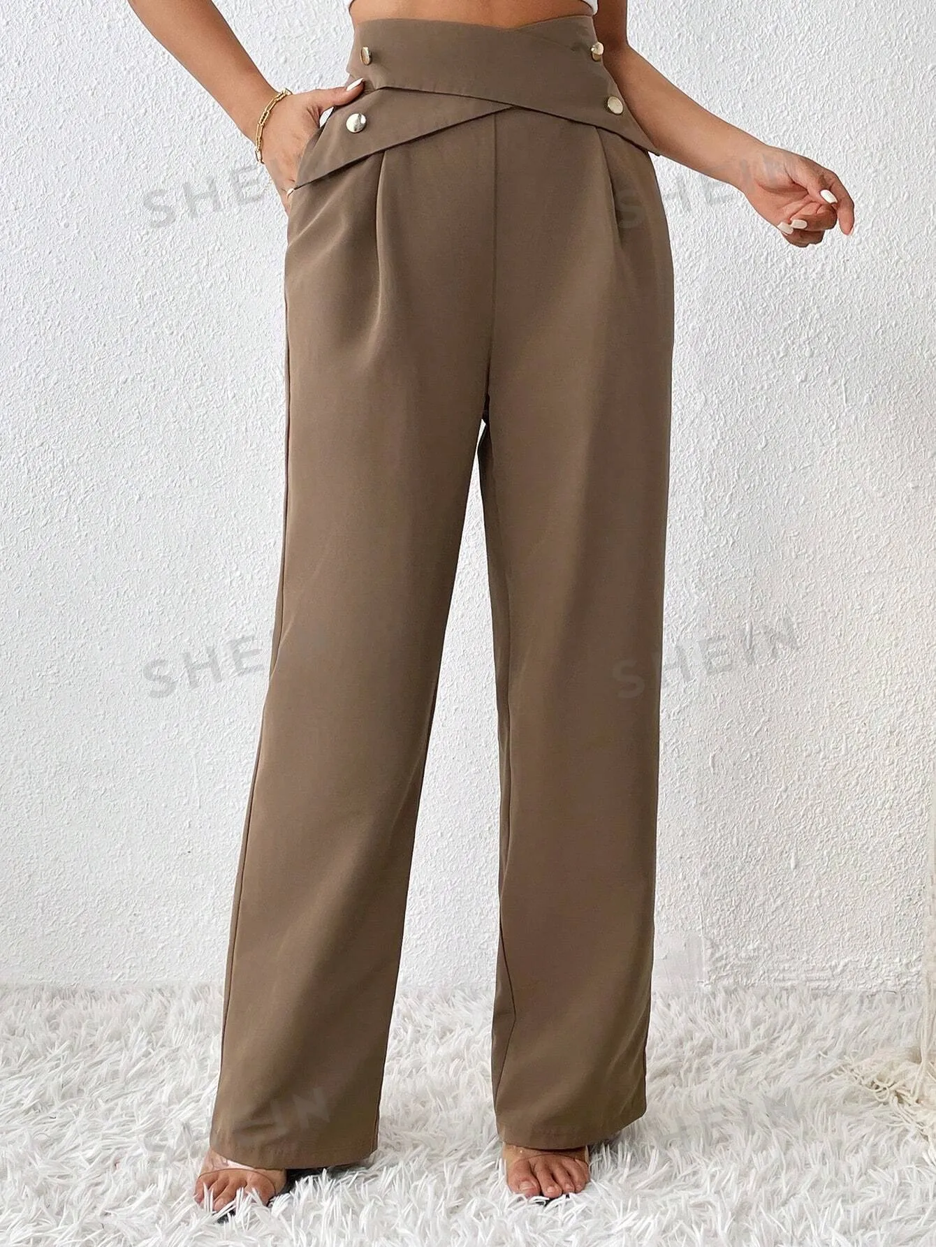 High Waist Criss Cross Wide Leg Pants