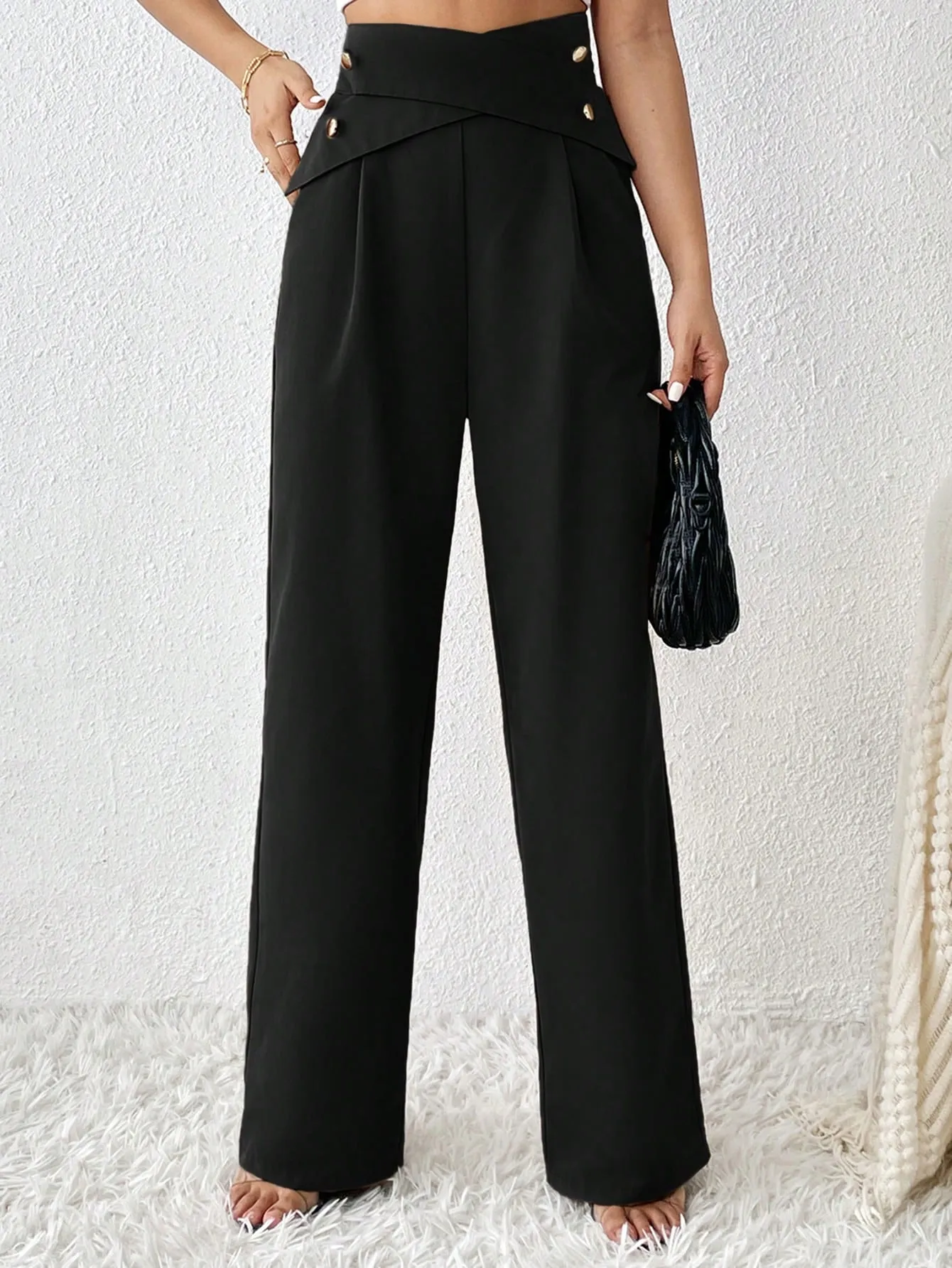 High Waist Criss Cross Wide Leg Pants