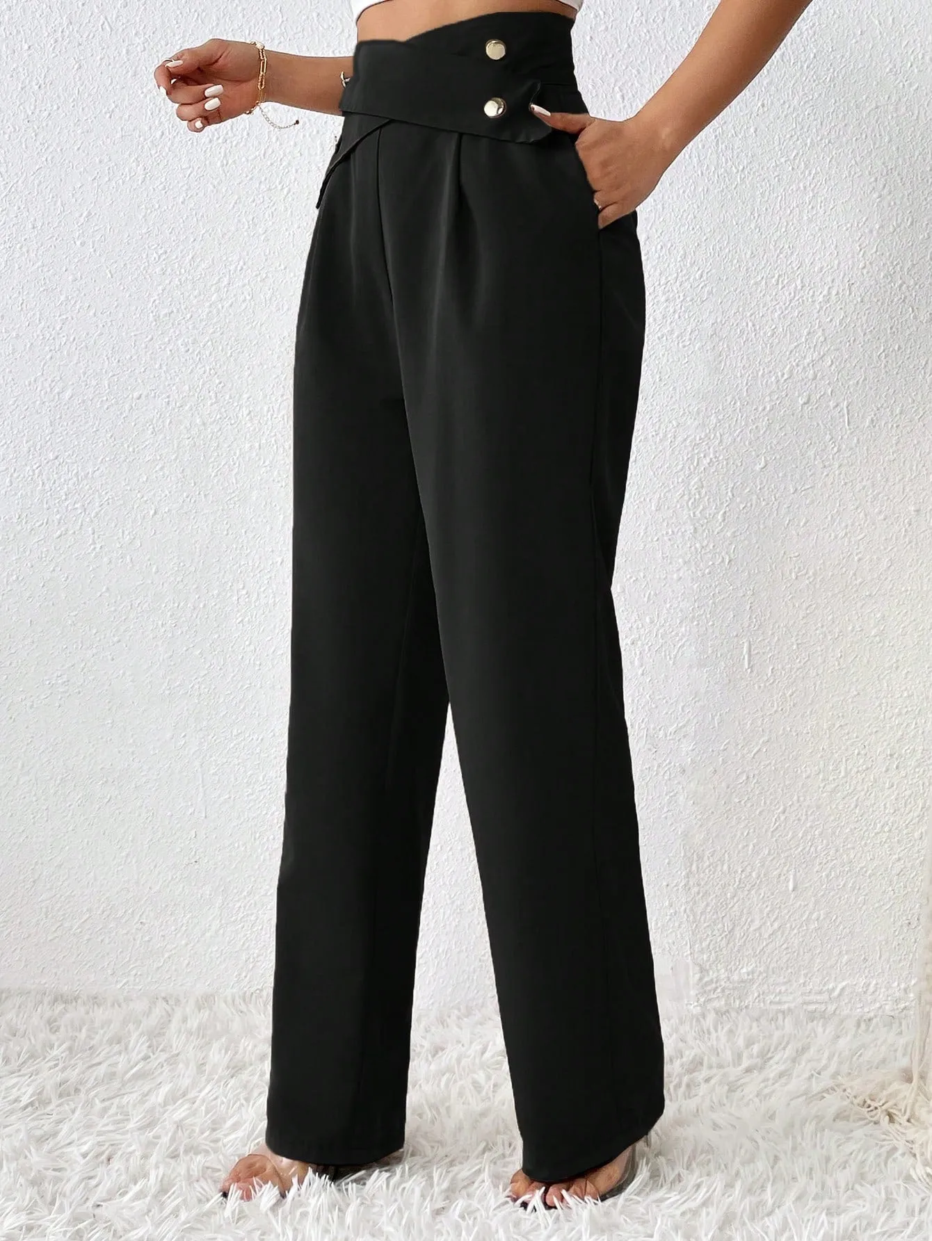 High Waist Criss Cross Wide Leg Pants
